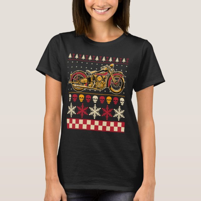Camiseta Biker Motorcycle Rider Style Ugly Sweater (Frente)