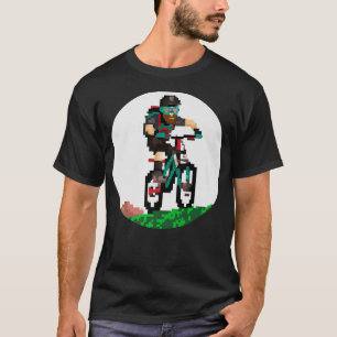 Camiseta Biker Mountainbiker Pixel Art Estilo de Jogos Retr