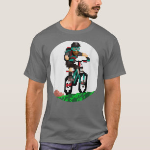 Camiseta Biker Mountainbiker Pixel Art Estilo de Jogos Retr