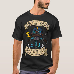 Camiseta Biker Patinete elétrico. E Ilustração de Patinete.