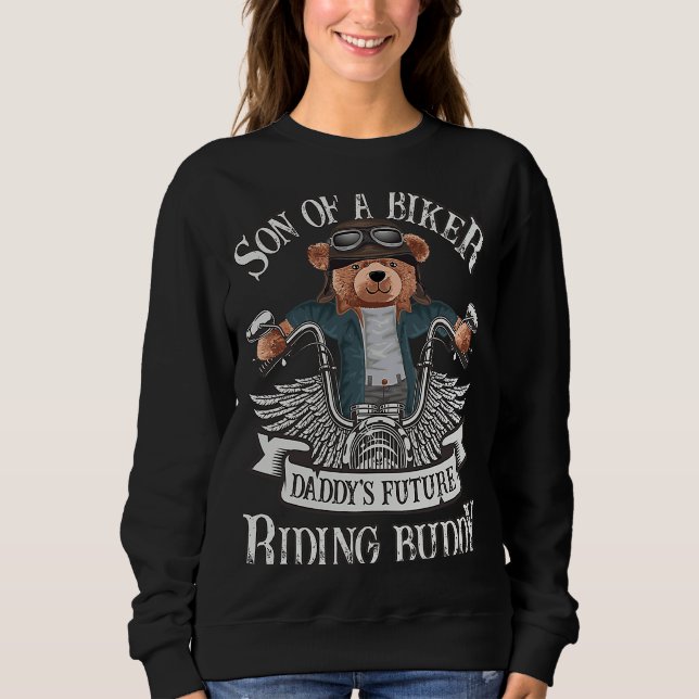 Camiseta Biker  Son of A Biker  Daddy's Riding Buddy Motorc (Frente)