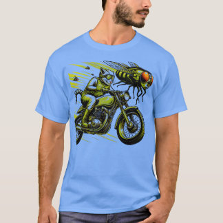 Camiseta Biker Tabby Cat Riding Chopper Motorcycle Cicadas