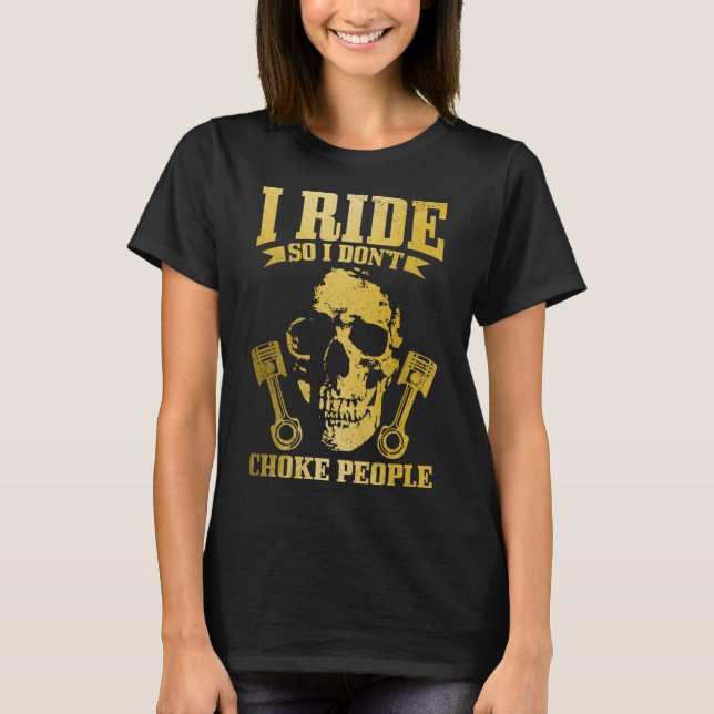 Camiseta Biker Vintage Skull Motorcycle Funny Biker (Frente)