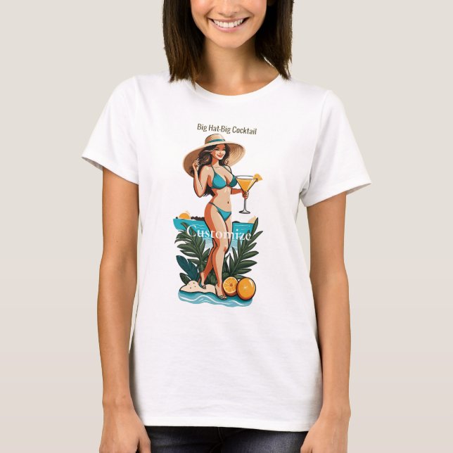 Camiseta Bikini Babe Big Hat - Grande Coquetel Thunder_Cove (Frente)