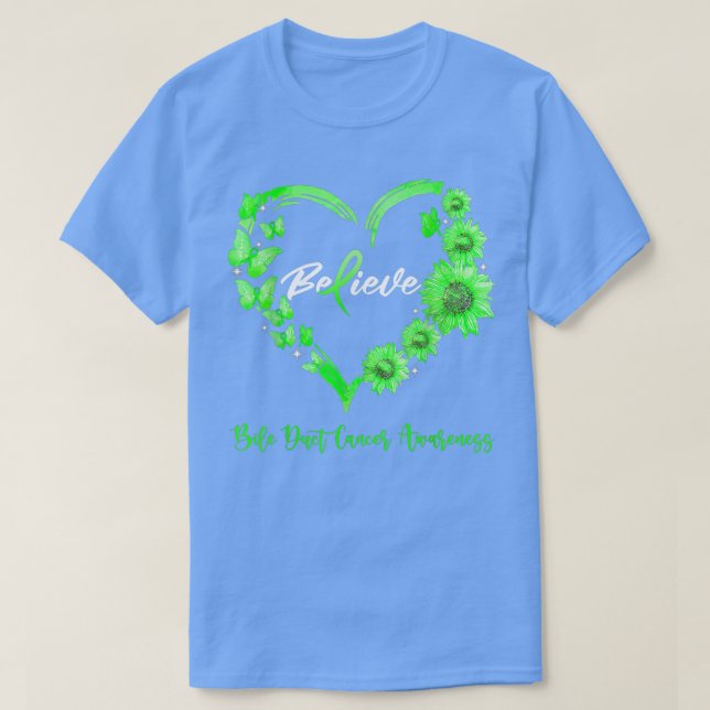 Camiseta Bile Duct Cancer Awareness Heart Butterfly Sunflow (Frente do Design)