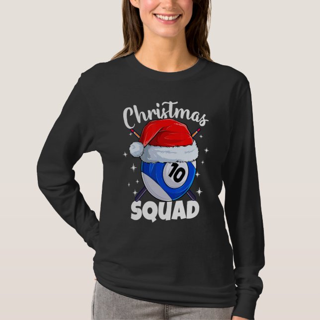 Camiseta Bilhar 10 Bolas de Natal Esquadra Bolas de Bilhar (Frente)