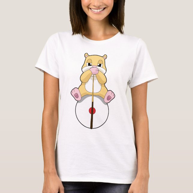 Camiseta Bilhar de Hamster Esportes de Taco (Frente)