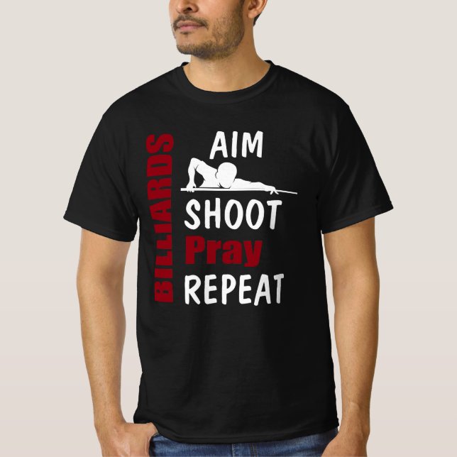 Camiseta Bilhar Divertido Alvo de Tiro de Sinuca (Frente)