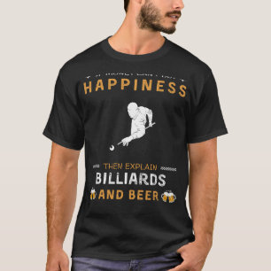 Camiseta Bilhares e Felicidade da Cerveja Jogador de Pisc