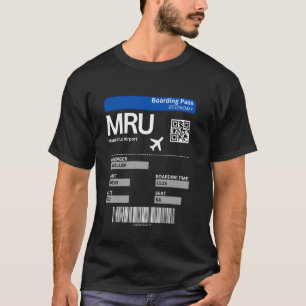 Camiseta Bilhete de Embarque Aeroporto de Maurícias Férias