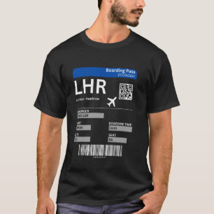Camiseta Bilhete de Embarque Londres Heathrow LHR Design Pa