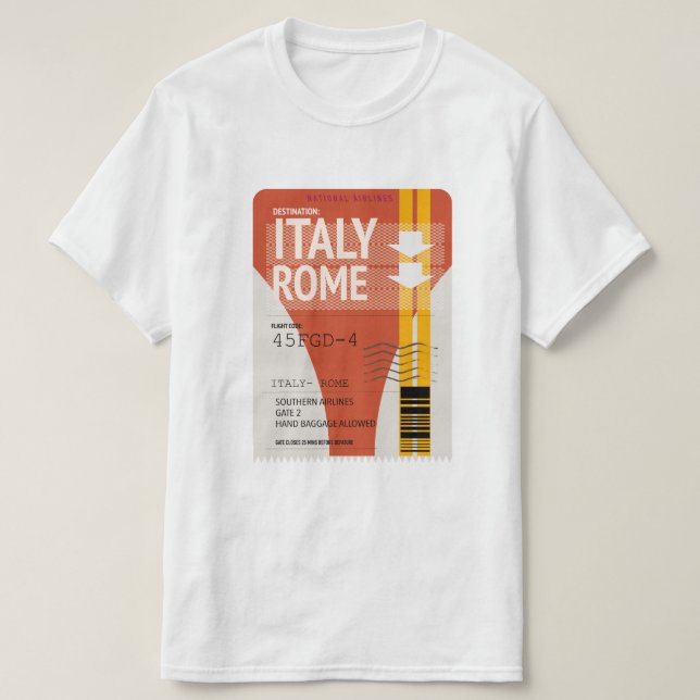 Camiseta Bilhete de férias da Itália Roma (Frente do Design)