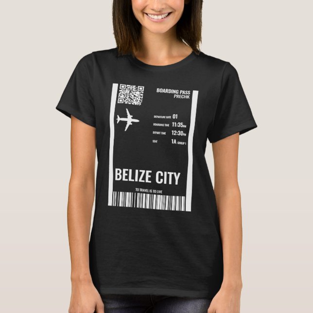 Camiseta Bilhete de Passagem Aérea de Embarque na Cidade de (Frente)