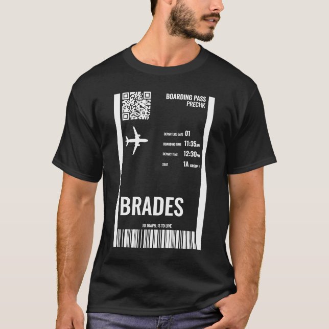 Camiseta Bilhete de Passagem de Embarque de Brades Montserr (Frente)