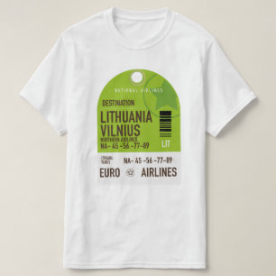Camiseta bilhete de viagem de avião Lituânia Vilnius