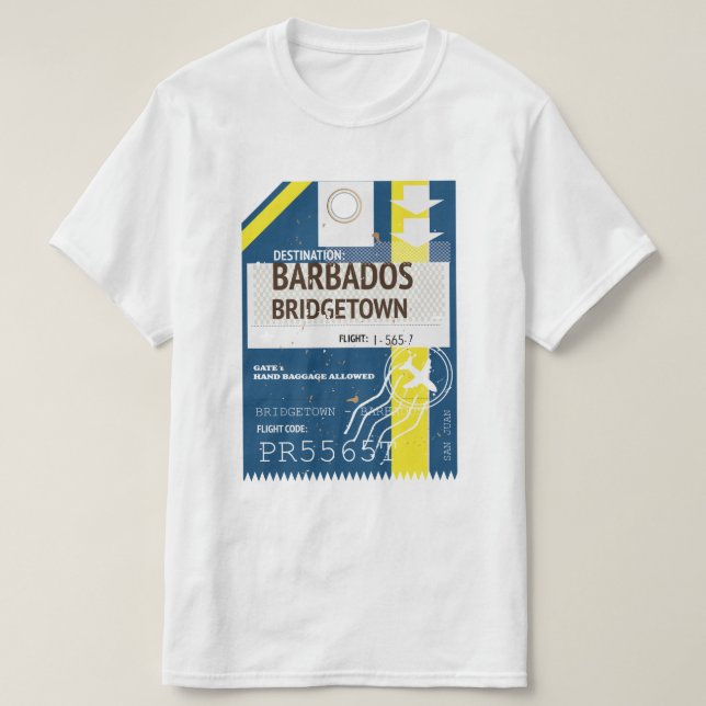 Camiseta Bilhete de viagem de Bridgetown Barbados (Frente do Design)