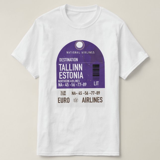 Camiseta Bilhete de viagem Tallinn Estônia (Frente do Design)