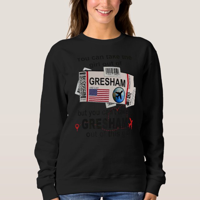 Camiseta Bilhete de Voo Gresham Girl do Gresham Boembarque (Frente)