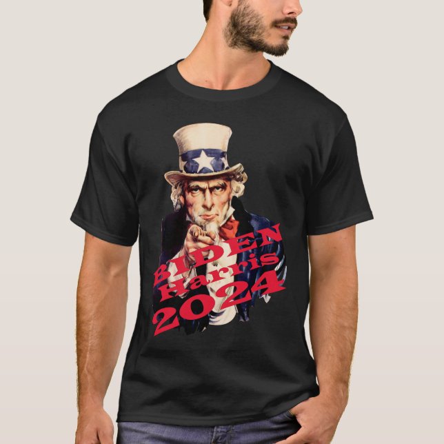Camiseta Bilhete Democrata Biden Harris 2024 Vote Azul (Frente)