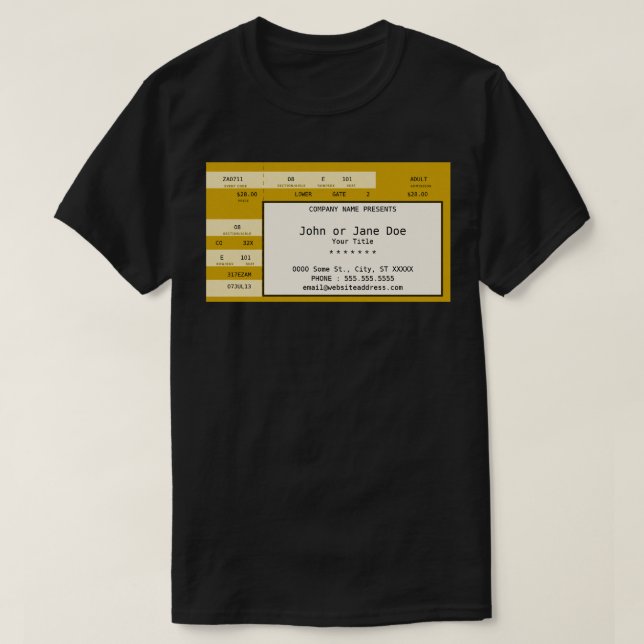 Camiseta bilhete do concerto do ouro (Frente do Design)