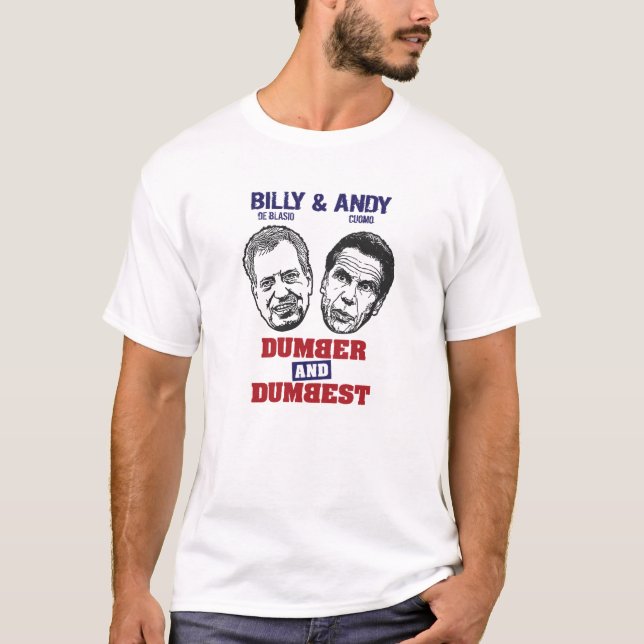 CAMISETA BILL DE BLASIO & ANDREW CUOMO - DUMB E DUMBO - (Frente)