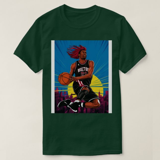 Camiseta Bill Walton jogando basquete (Frente do Design)