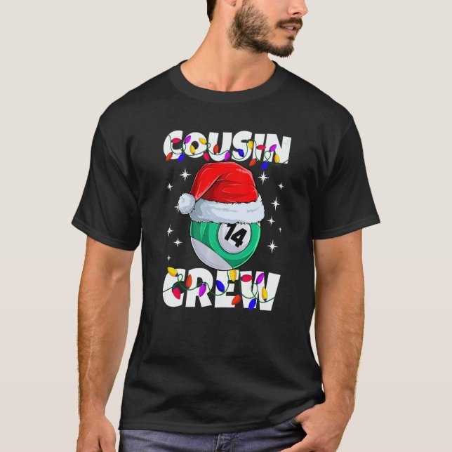 Camiseta Billiard 14 Ball Play Pool Cousin Crew Christmas L (Frente)