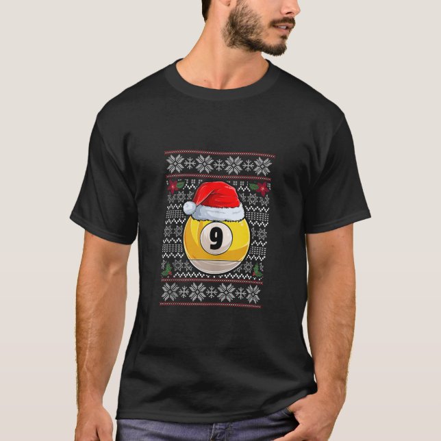 Camiseta Billiard 9 bola Natal Suor Noel Hat M (Frente)