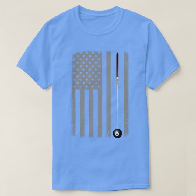 Camiseta Billiard American Flag Oight Ball Stick (Frente do Design)