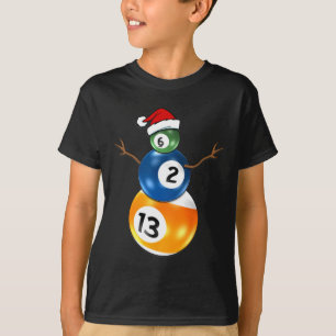 Camiseta Billiard Christmas Snowman com Mesa de Piscina