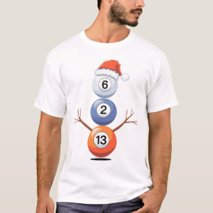 Camiseta Billiard Christmas Snowman com Mesa de Piscina