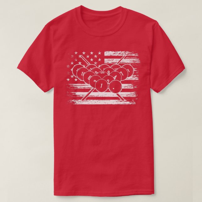 Camiseta Billiard Flag  Snooker Pool Chalk Billiard Player  (Frente do Design)