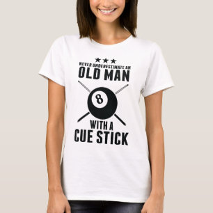 Camiseta Billiard Nunca Subestime Um Velho Com Uma Cue