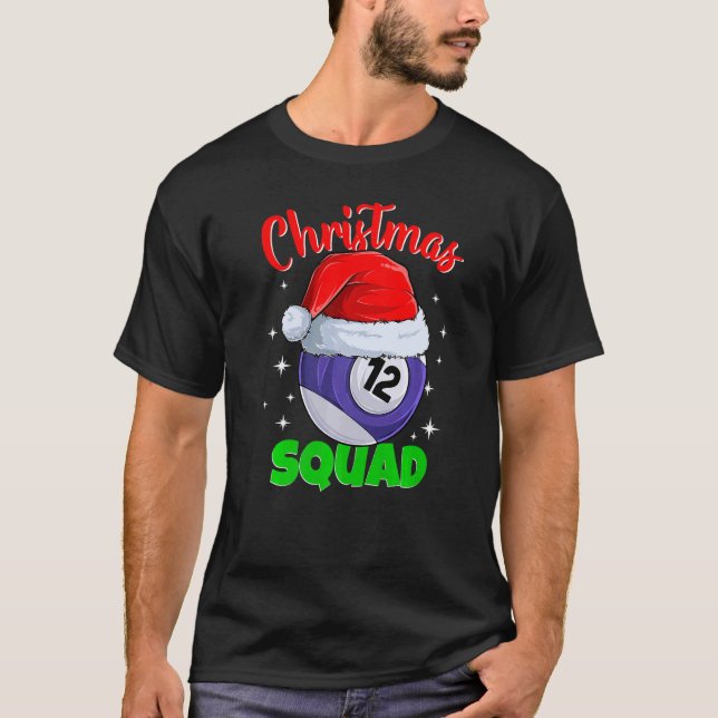 Camiseta Billiards 12 Ball Christmas Squad Balls Billi (Frente)