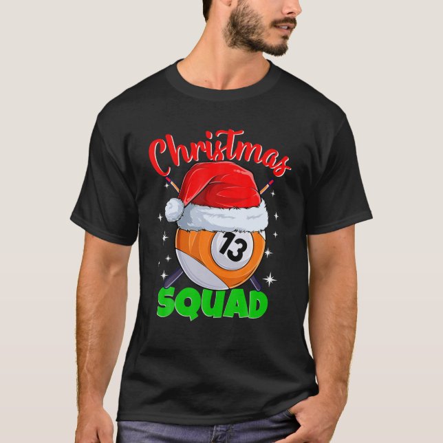 Camiseta Billiards 13 Ball Christmas Squad Balls Billi (Frente)