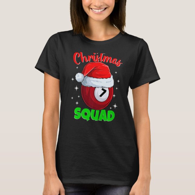 Camiseta Billiards 7 Ball Christmas Squad Pool Balls Billia (Frente)