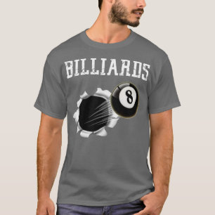 Camiseta Billiards, 8 Ball, Tubarão-Piscina, Esporte de Zan