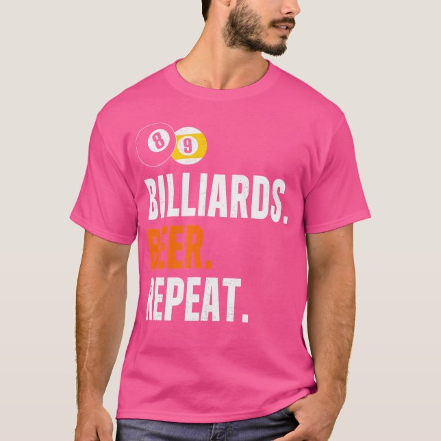 Camiseta Billiards Beer Repete Engraçado Billiard (Frente)