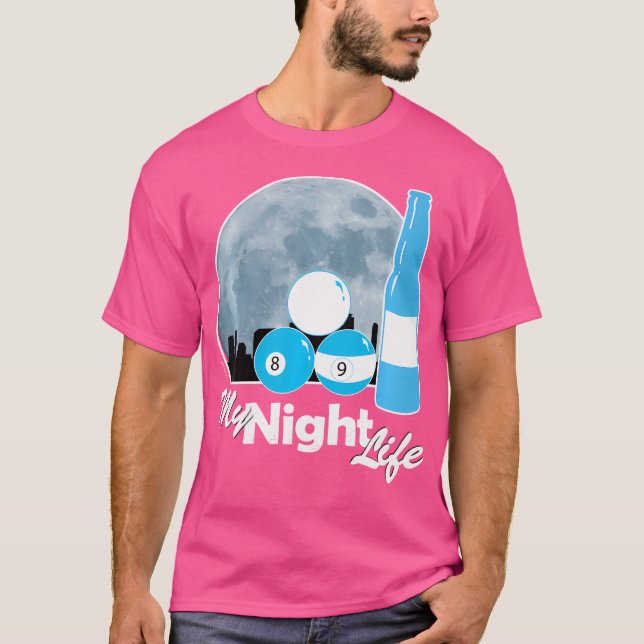 Camiseta Billiards Night Life 8 Ball 9 Ball Billiers (Frente)