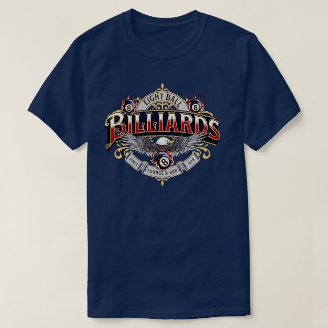 Camiseta Billiards Oito Jogo de Bola (Frente do Design)
