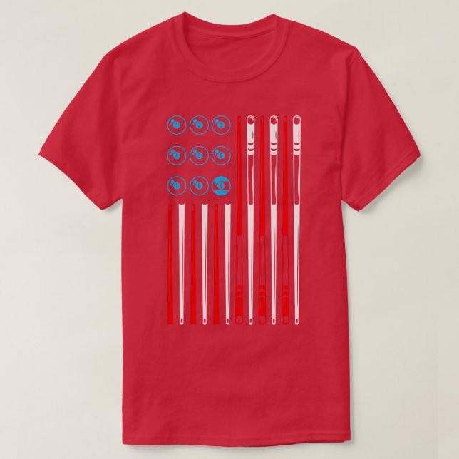 Camiseta Billiards Piscina American Flag (Frente do Design)