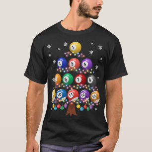 Camiseta Billiards Sobre Luzes de Árvore Xmas Papais noeis 