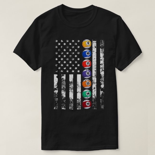 Camiseta Billiards USA American Flag (Frente do Design)