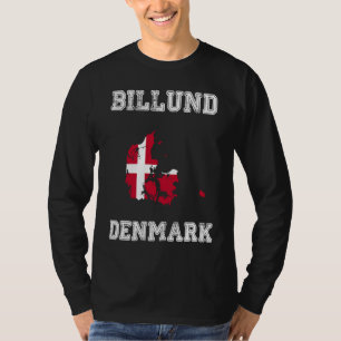 Camiseta Billund Dinamarca Mapa Bandeira Vintage Dinamarca