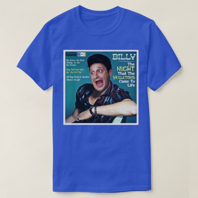 Camiseta BILLY, A Noite Que Os Esqueletos Vieram À Vida (Frente do Design)