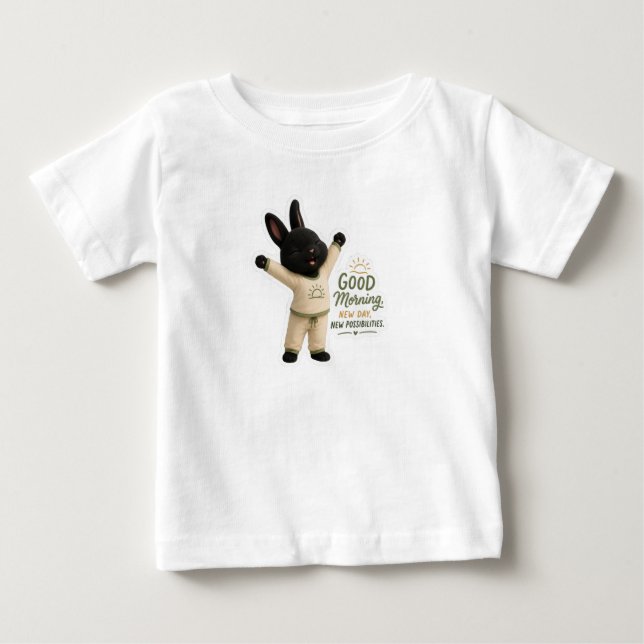 Camiseta Billy Alongamento Matinal Coelhinho Preto Rex Fofo (Frente)