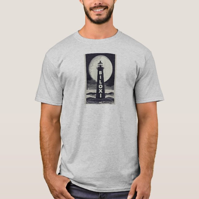 Camiseta Biloxi Mississippi Lighthouse Moon (Frente)