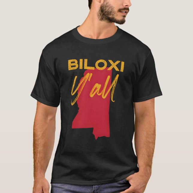 Camiseta Biloxi Mississippi Y'All Ms Pride State Map Cute (Frente)