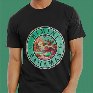 Camiseta Bimini Bahamas âncora Viagem de pesca Barco Vintag