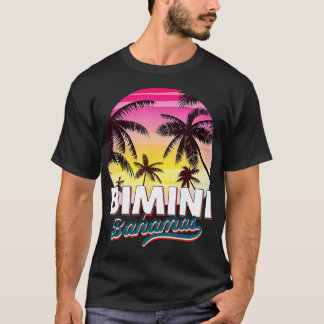 Camiseta Bimini Bahamas Palm Tree Beach Vacinação de verão